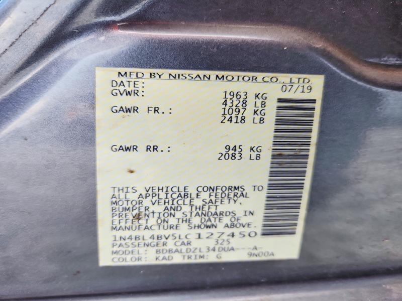 Продаж на аукціоні авто 2020 Nissan Altima, vin: 1N4BL4BV5LC127450, номер лоту: 58741556