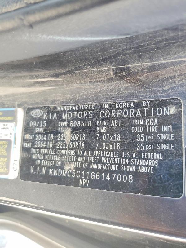 Aukcja sprzedaży 2016 Kia Sedona, vin: KNDMC5C11G6147008, numer aukcji: 57554066