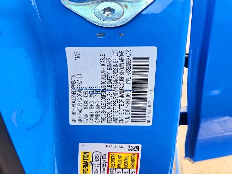 58098126 :رقم المزاد ، 19XFL1H85PE003480 vin ، 2023 Honda Civic مزاد بيع