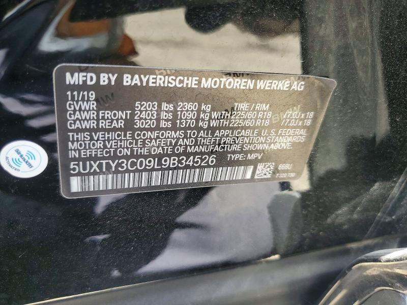 2020 Bmw X3 მანქანა იყიდება აუქციონზე, vin: 5UXTY3C09L9B34526, აუქციონის ნომერი: 56156046