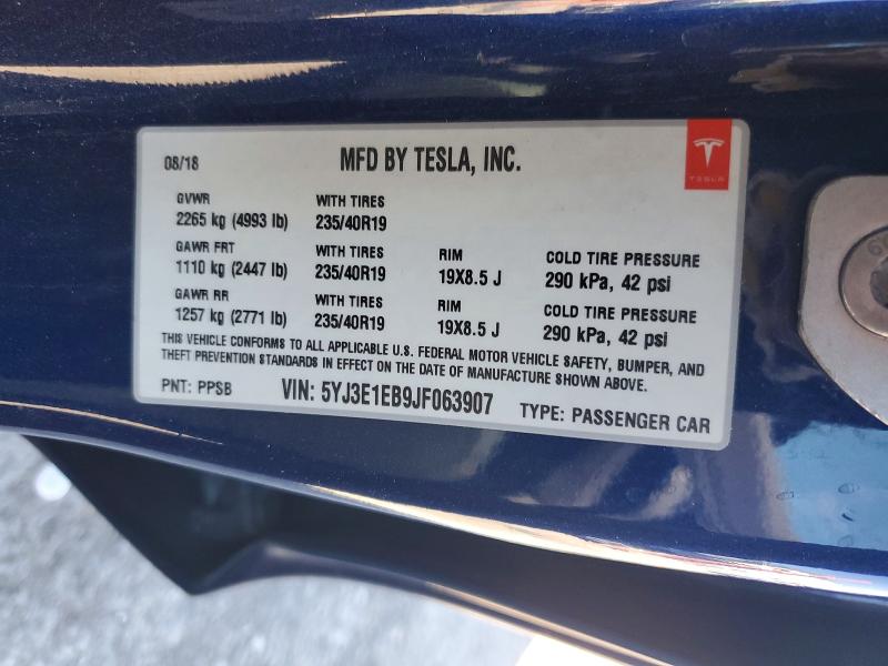 Aukcja sprzedaży 2018 Tesla Model 3, vin: 5YJ3E1EB9JF063907, numer aukcji: 59092156