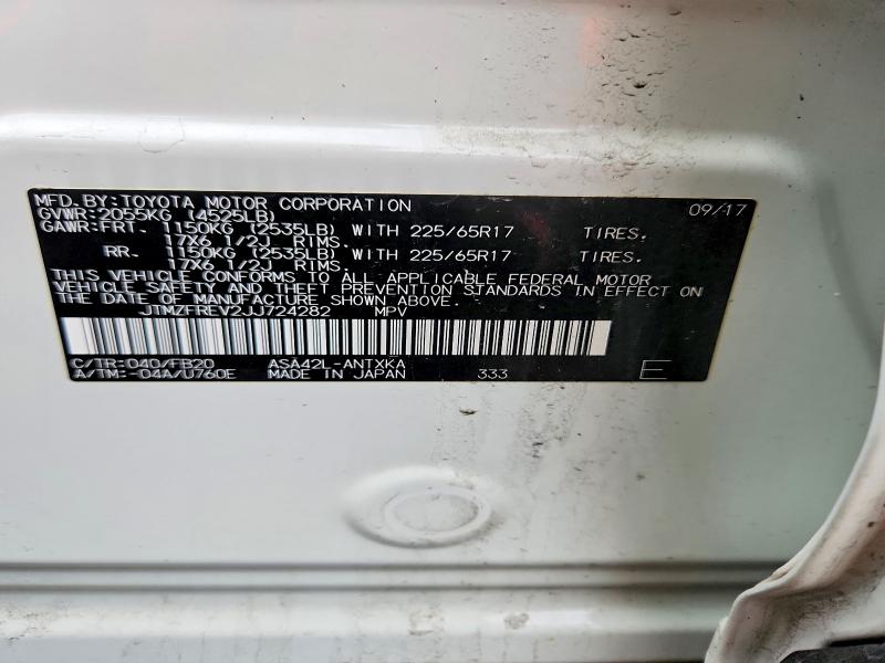 57756366 :رقم المزاد ، JTMZFREV2JJ724282 vin ، 2018 Toyota Rav4 مزاد بيع