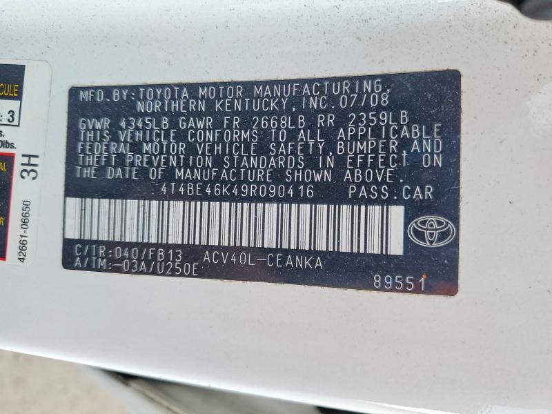 Продаж на аукціоні авто 2009 Toyota Camry, vin: 4T4BE46K49R090416, номер лоту: 55649626