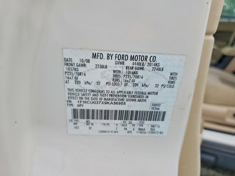 56662976 :رقم المزاد ، 1FMCU037X9KA56955 vin ، 2009 Ford Escape مزاد بيع