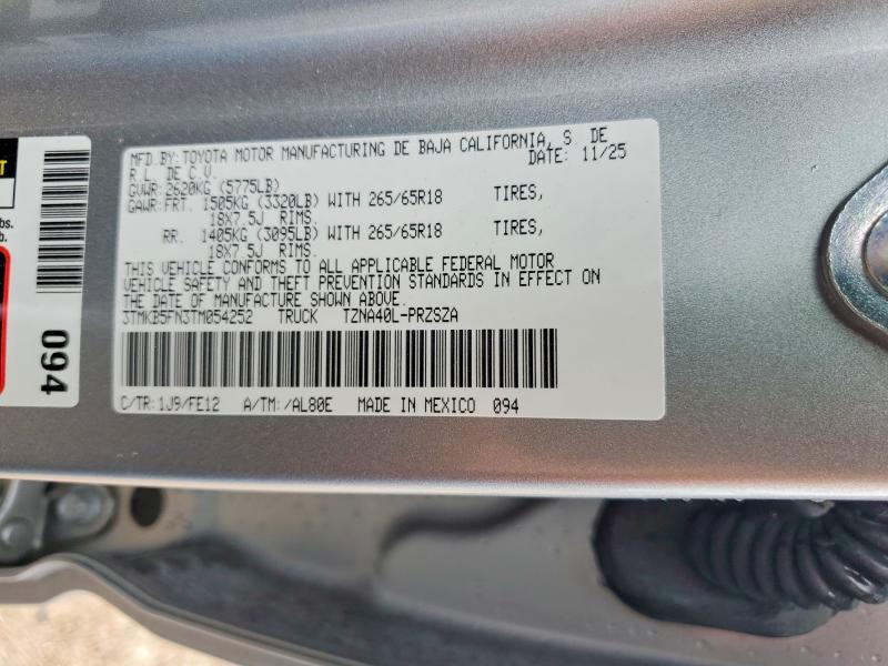 Aukcja sprzedaży 2026 Toyota Tacoma, vin: 3TMKB5FN3TM054252, numer aukcji: 55037136