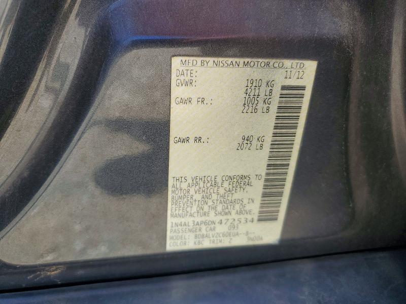 56329176 :رقم المزاد ، 1N4AL3AP6DN472534 vin ، 2013 Nissan Altima مزاد بيع