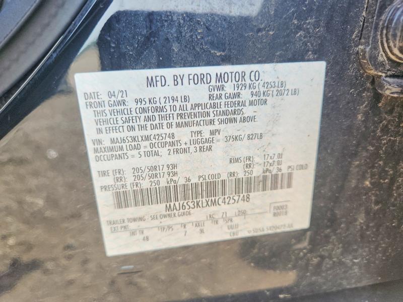 55586466 :رقم المزاد ، MAJ6S3KLXMC425748 vin ، 2021 Ford Ecosport مزاد بيع