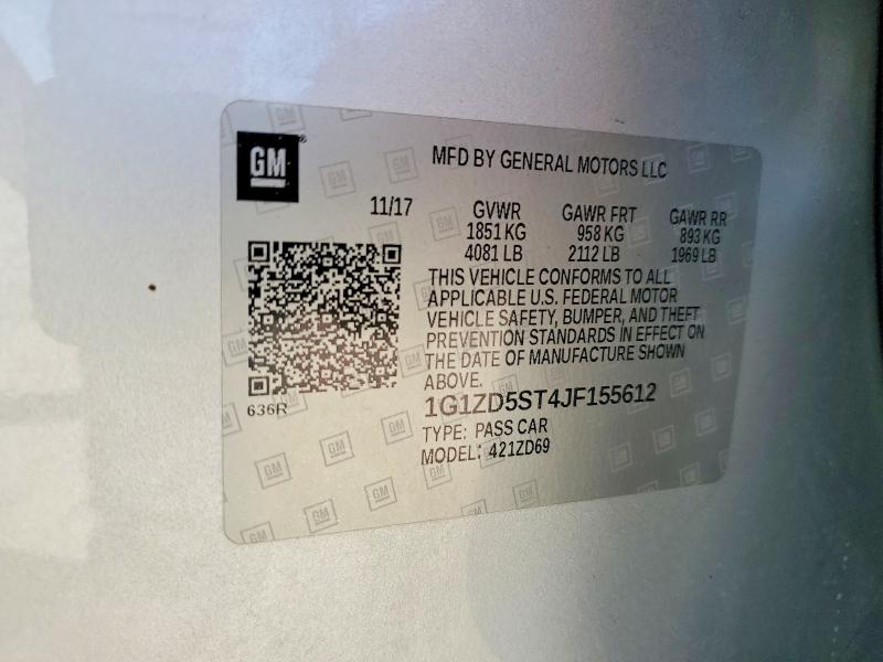 56794446 :رقم المزاد ، 1G1ZD5ST4JF155612 vin ، 2018 Chevrolet Malibu مزاد بيع