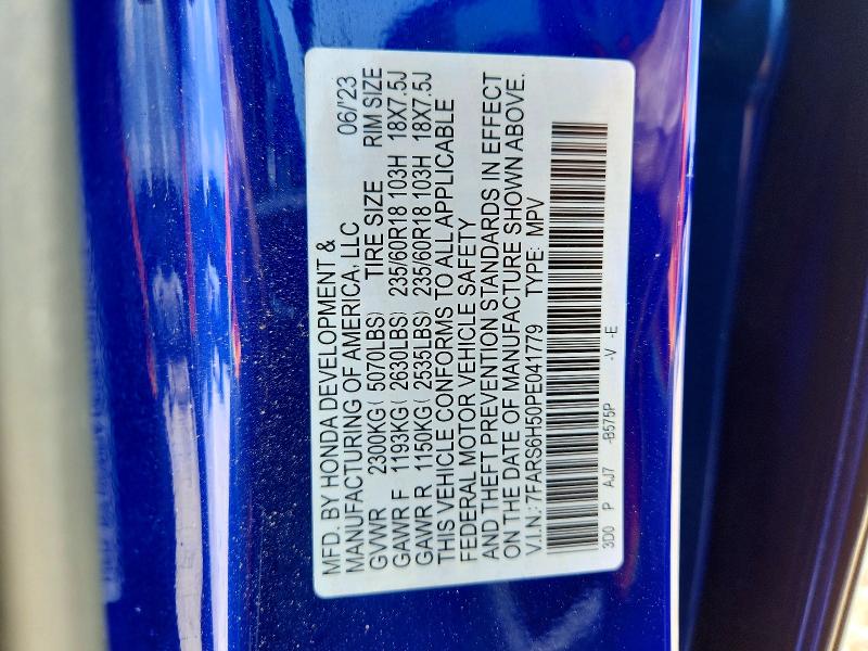 2023 Honda Cr-v მანქანა იყიდება აუქციონზე, vin: 7FARS6H50PE041779, აუქციონის ნომერი: 55704746