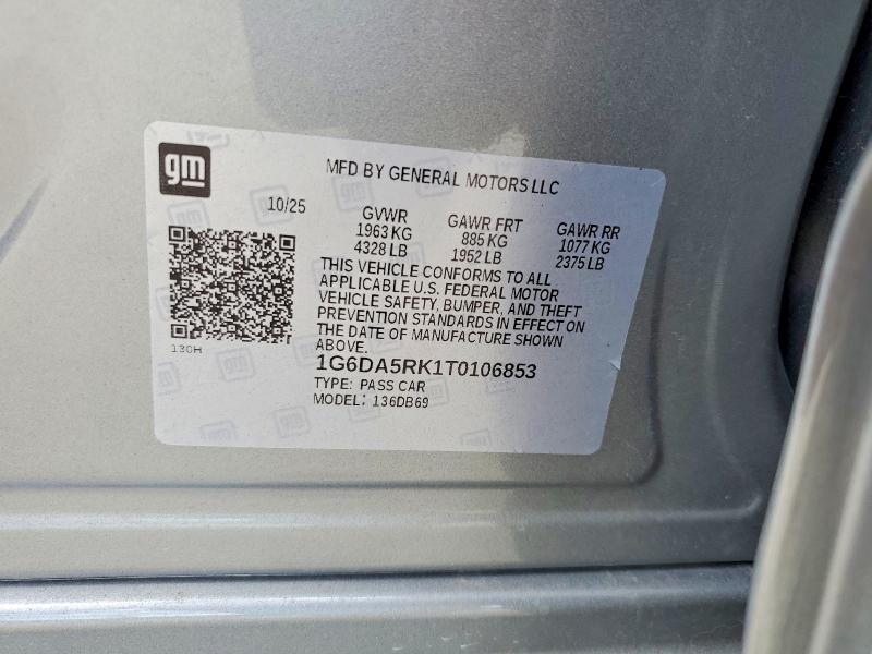 2026 Cadillac Ct4 მანქანა იყიდება აუქციონზე, vin: 1G6DA5RK1T0106853, აუქციონის ნომერი: 56495076