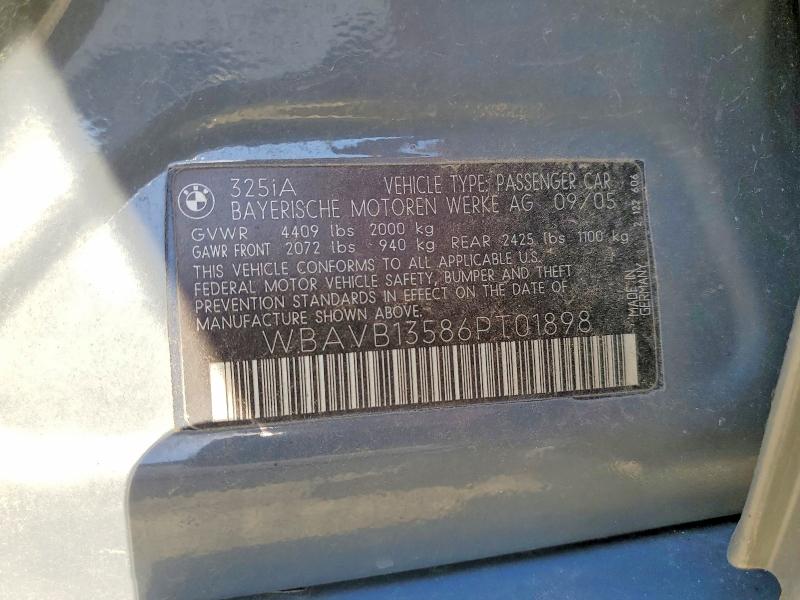 Продажа на аукционе авто 2006 Bmw 325, vin: WBAVB13586PT01898, номер лота: 57933656