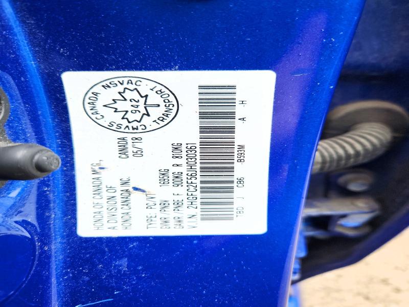 Продажа на аукционе авто 2018 Honda Civic, vin: 2HGFC2F56JH030361, номер лота: 56526836
