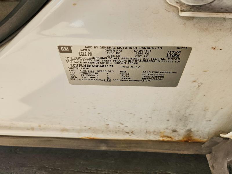 Aukcja sprzedaży 2011 Chevrolet Equinox, vin: 2CNFLNE5XB6407171, numer aukcji: 55474906