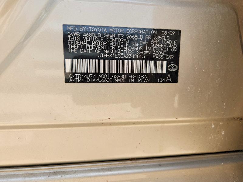 Aukcja sprzedaży 2010 Lexus Es, vin: JTHBK1EG2A2342813, numer aukcji: 73341855