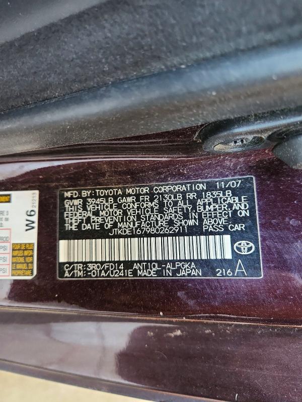 Aukcja sprzedaży 2008 Toyota Scion, vin: JTKDE167980262911, numer aukcji: 56899956