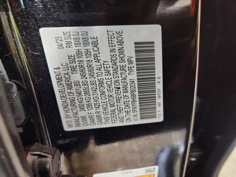 59297416 :رقم المزاد ، 5FNYF8H68PB020341 vin ، 2023 Honda Passport مزاد بيع