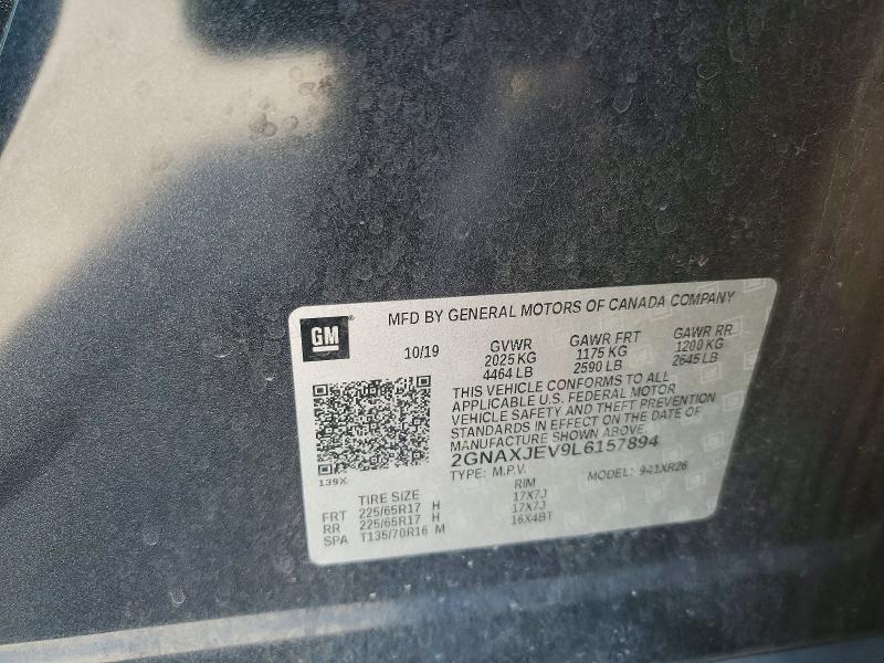 58330226 :رقم المزاد ، 2GNAXJEV9L6157894 vin ، 2020 Chevrolet Equinox مزاد بيع