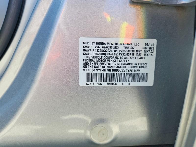 Aukcja sprzedaży 2015 Honda Pilot, vin: 5FNYF4H78FB006035, numer aukcji: 56648296
