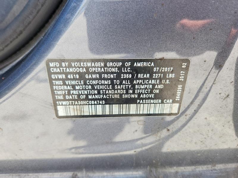Aukcja sprzedaży 2017 Volkswagen Passat, vin: 1VWDT7A30HC084743, numer aukcji: 56353046