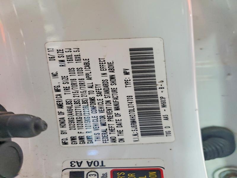 2013 Honda Cr-v მანქანა იყიდება აუქციონზე, vin: 5J6RM4H37DL074709, აუქციონის ნომერი: 57726956