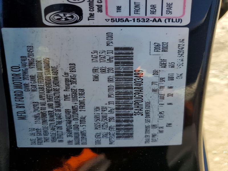 Продаж на аукціоні авто 2010 Ford Fusion, vin: 3FAHP0JG9AR403489, номер лоту: 55915786
