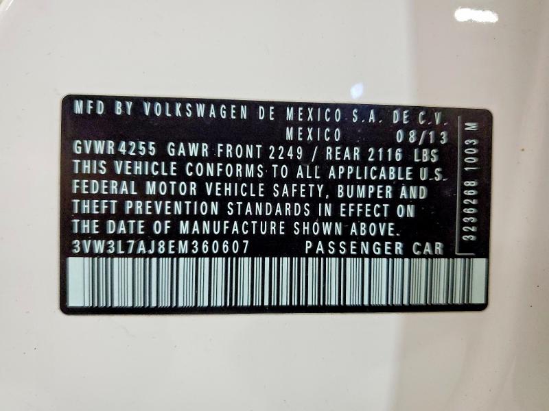 56136836 :رقم المزاد ، 3VW3L7AJ8EM360607 vin ، 2014 Volkswagen Jetta مزاد بيع