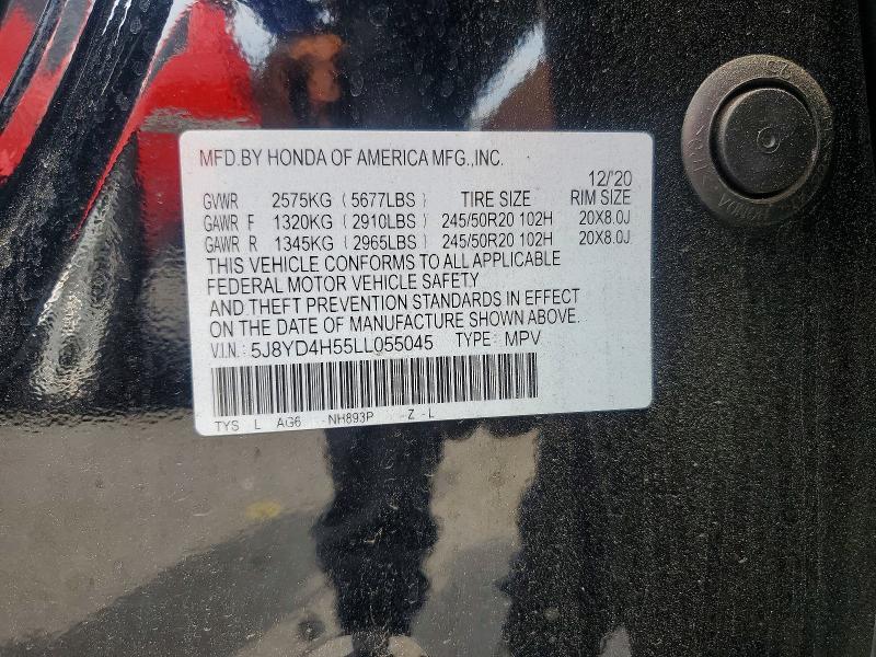 2020 Acura Mdx მანქანა იყიდება აუქციონზე, vin: 5J8YD4H55LL055045, აუქციონის ნომერი: 58644536