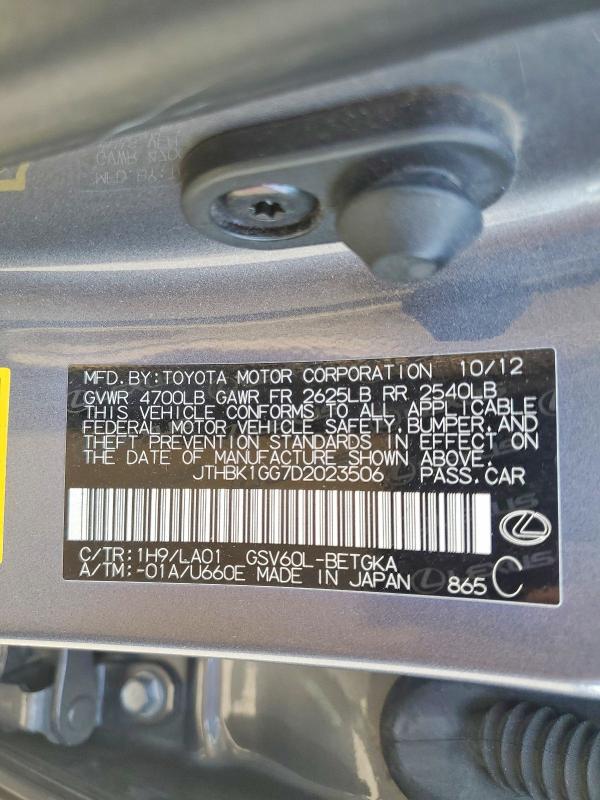 Aukcja sprzedaży 2013 Lexus Es, vin: JTHBK1GG7D2023506, numer aukcji: 56288656