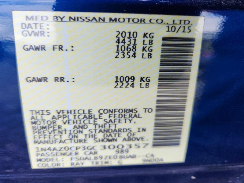 Продаж на аукціоні авто 2016 Nissan Leaf, vin: 1N4AZ0CP3GC300357, номер лоту: 56591516