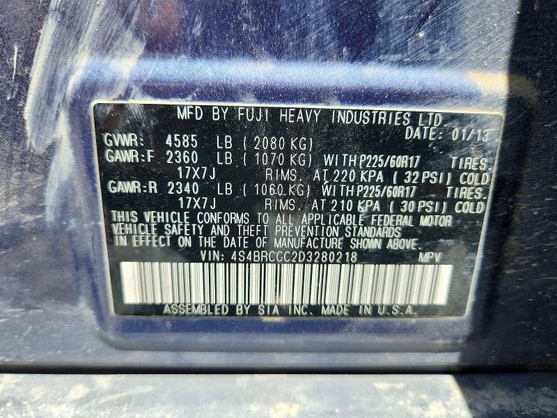 Aukcja sprzedaży 2013 Subaru Outback, vin: 4S4BRCCC2D3280218, numer aukcji: 55327946