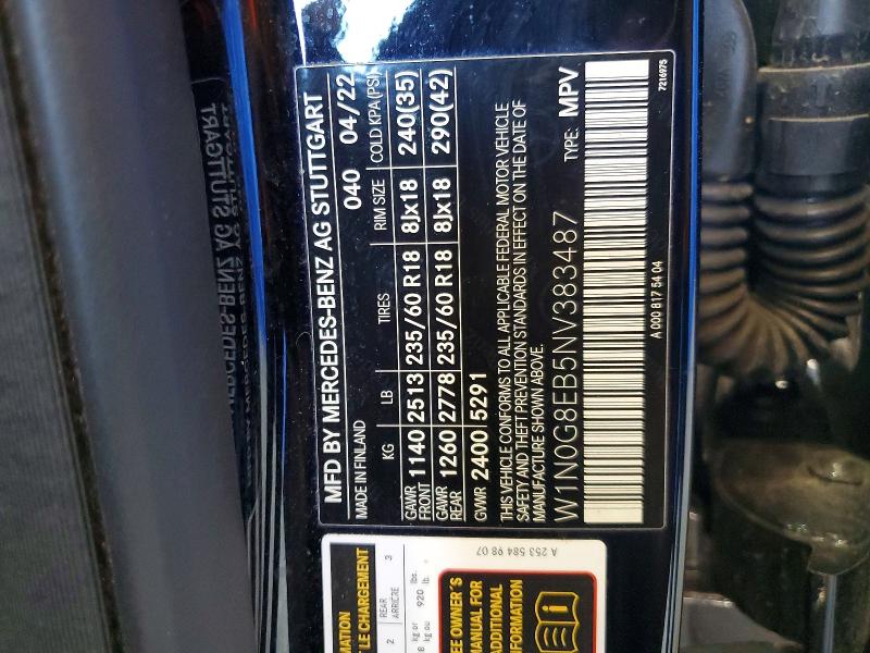 Продажа на аукционе авто 2022 Mercedes-benz Glc, vin: W1N0G8EB5NV383487, номер лота: 57781316