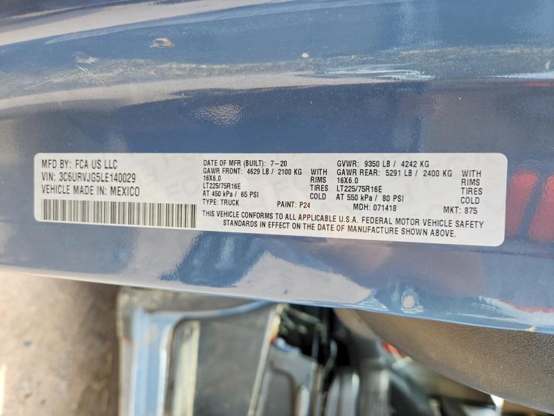 Aukcja sprzedaży 2020 Ram Promaster 3500, vin: 3C6URVJG5LE140029, numer aukcji: 58766236