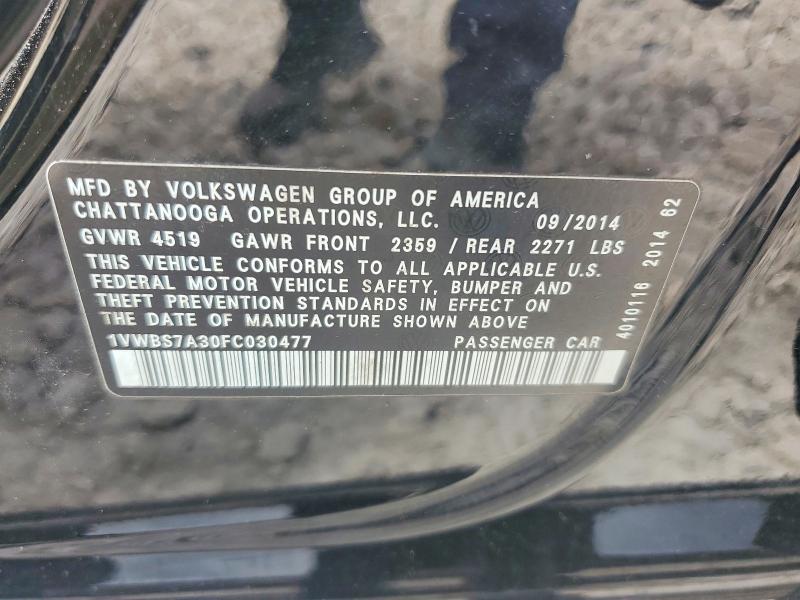 Продажа на аукционе авто 2015 Volkswagen Passat, vin: 1VWBS7A30FC030477, номер лота: 56542066