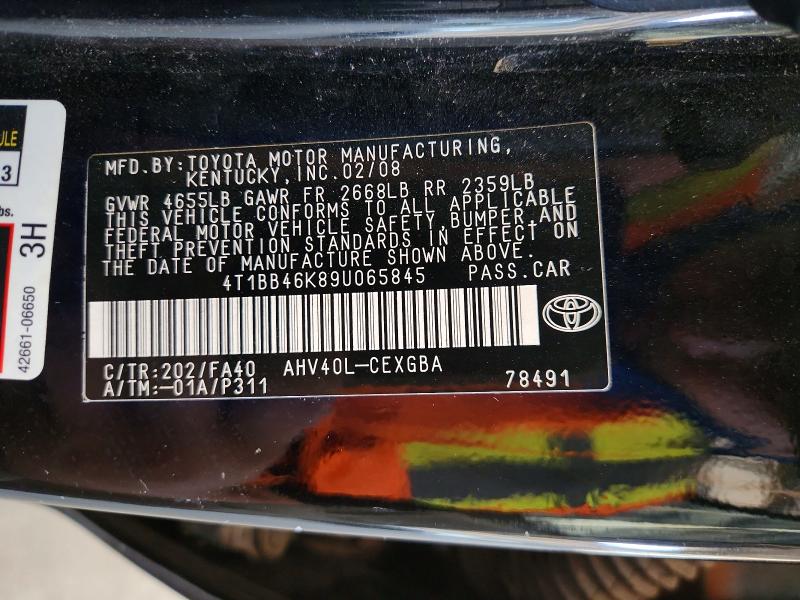 56885096 :رقم المزاد ، 4T1BB46K89U065845 vin ، 2009 Toyota Camry مزاد بيع