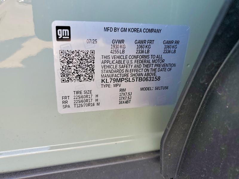 57873986 :رقم المزاد ، KL79MPSL5TB063158 vin ، 2026 Chevrolet Trailblazer مزاد بيع