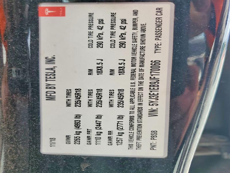 59082386 :رقم المزاد ، 5YJ3E1EB9JF170066 vin ، 2018 Tesla Model 3 مزاد بيع