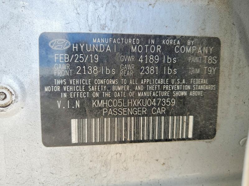 Aukcja sprzedaży 2019 Hyundai Ioniq, vin: KMHC05LHXKU047359, numer aukcji: 57618486