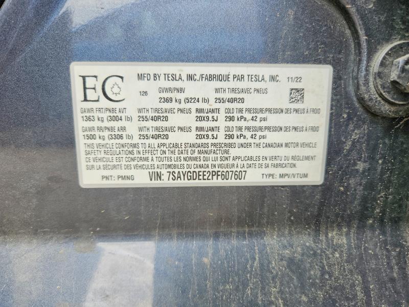 Продажа на аукционе авто 2023 Tesla Model Y, vin: 7SAYGDEE2PF607607, номер лота: 55111476