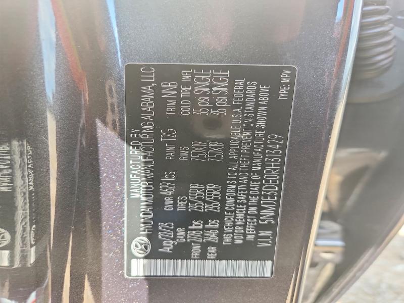 2024 Hyundai Tucson მანქანა იყიდება აუქციონზე, vin: 5NMJE3DE0RH313429, აუქციონის ნომერი: 59100206