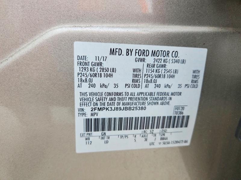 Продажа на аукционе авто 2018 Ford Edge, vin: 2FMPK3J89JBB25380, номер лота: 56244476