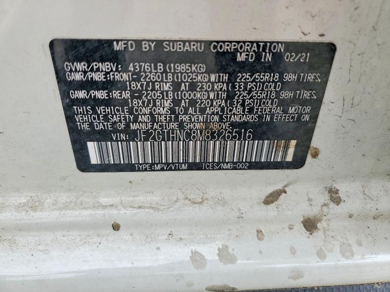 56622716 :رقم المزاد ، JF2GTHNC8M8326516 vin ، 2021 Subaru Crosstrek مزاد بيع