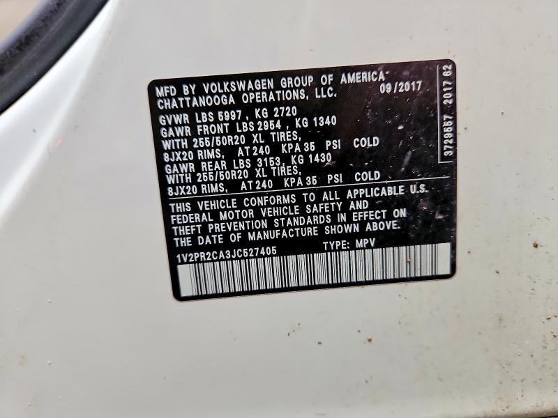 2018 Volkswagen Atlas მანქანა იყიდება აუქციონზე, vin: 1V2PR2CA3JC527405, აუქციონის ნომერი: 58628476