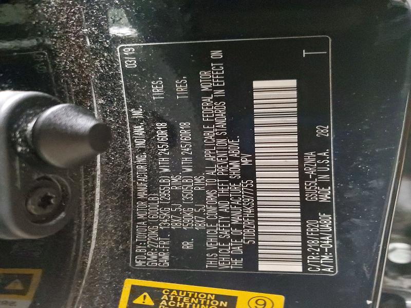 Продажа на аукционе авто 2019 Toyota Highlander, vin: 5TDBZRFH4KS977755, номер лота: 58651086