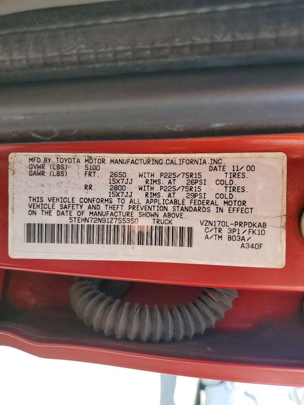 Aukcja sprzedaży 2001 Toyota Tacoma, vin: 5TEHN72N91Z755350, numer aukcji: 55576926