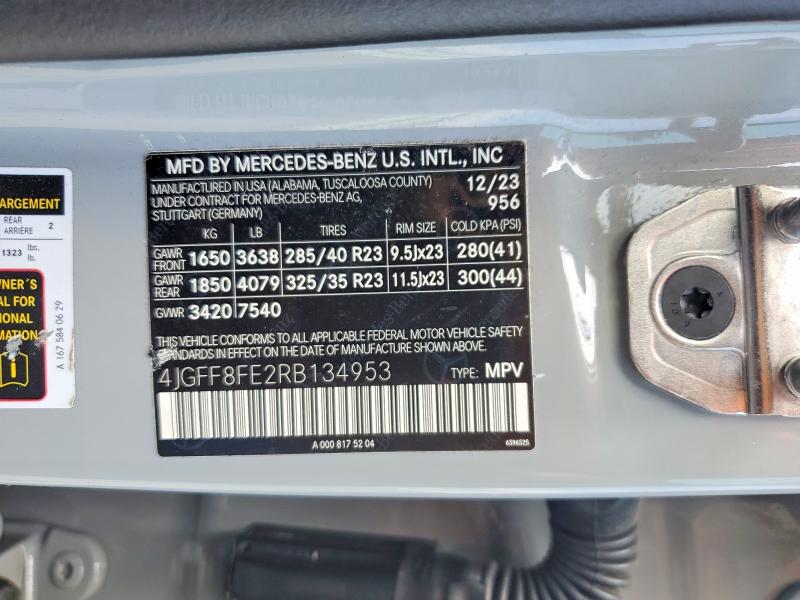 Aukcja sprzedaży 2024 Mercedes-benz Gls, vin: 4JGFF8FE2RB134953, numer aukcji: 58511926
