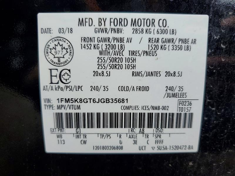 Продаж на аукціоні авто 2018 Ford Explorer, vin: 1FM5K8GT6JGB35681, номер лоту: 57899496