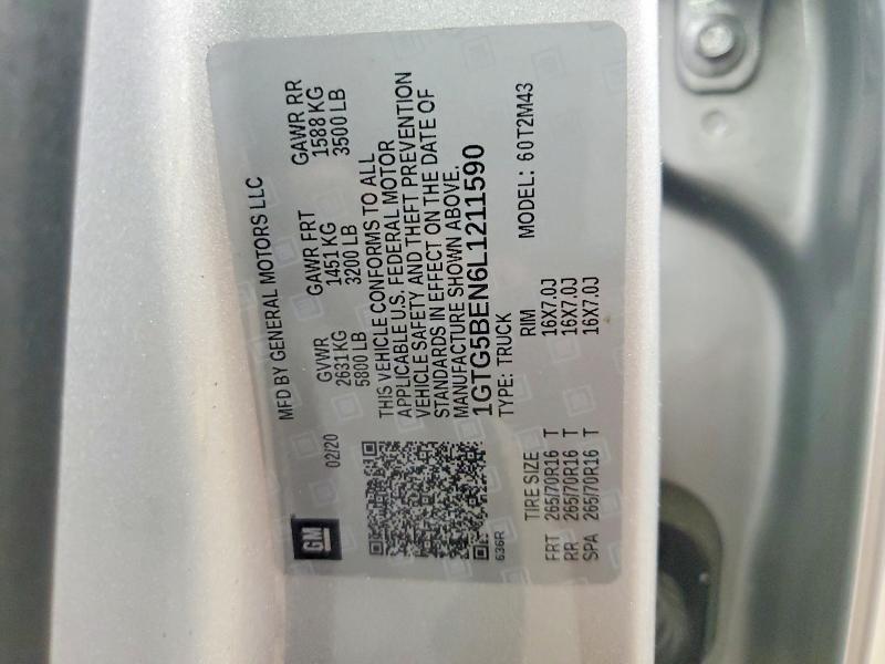 58220886 :رقم المزاد ، 1GTG5BEN6L1211590 vin ، 2020 Gmc Canyon مزاد بيع