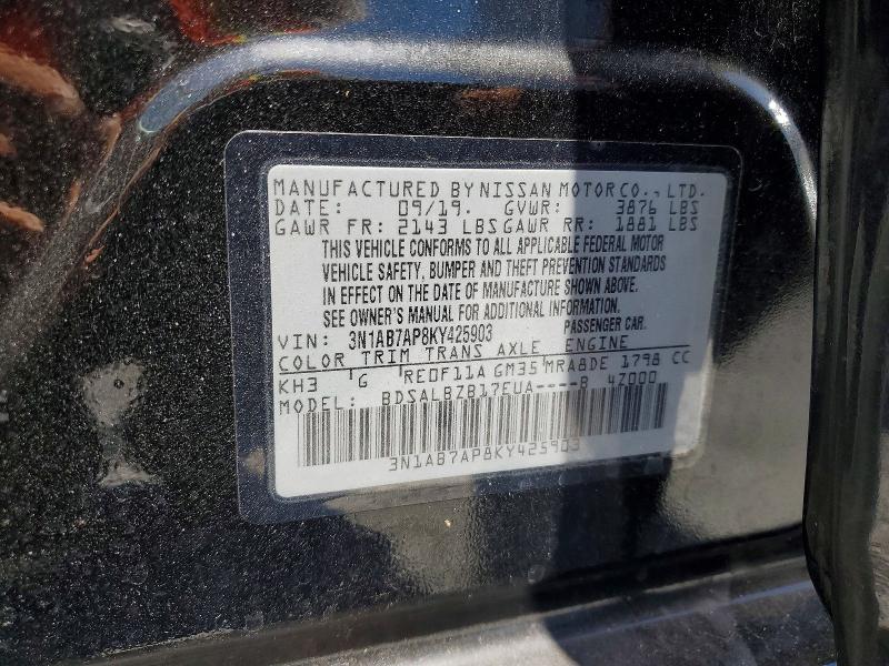 Продажа на аукционе авто 2019 Nissan Sentra, vin: 3N1AB7AP8KY425903, номер лота: 56991666
