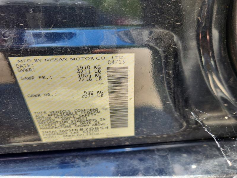 Aukcja sprzedaży 2015 Nissan Altima, vin: 1N4AL3AP5FN870854, numer aukcji: 58191566