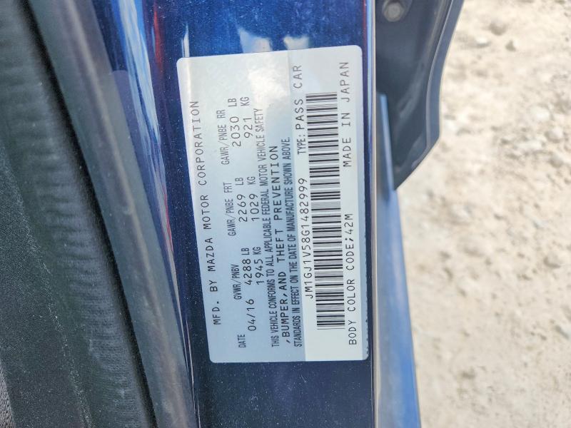 2016 Mazda 6 მანქანა იყიდება აუქციონზე, vin: JM1GJ1V58G1482999, აუქციონის ნომერი: 55607086